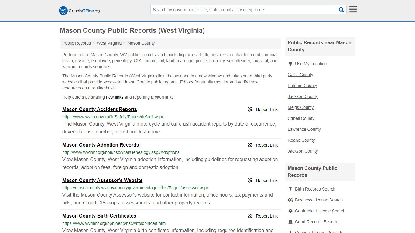 Public Records - Mason County, WV (Business, Criminal, GIS ...