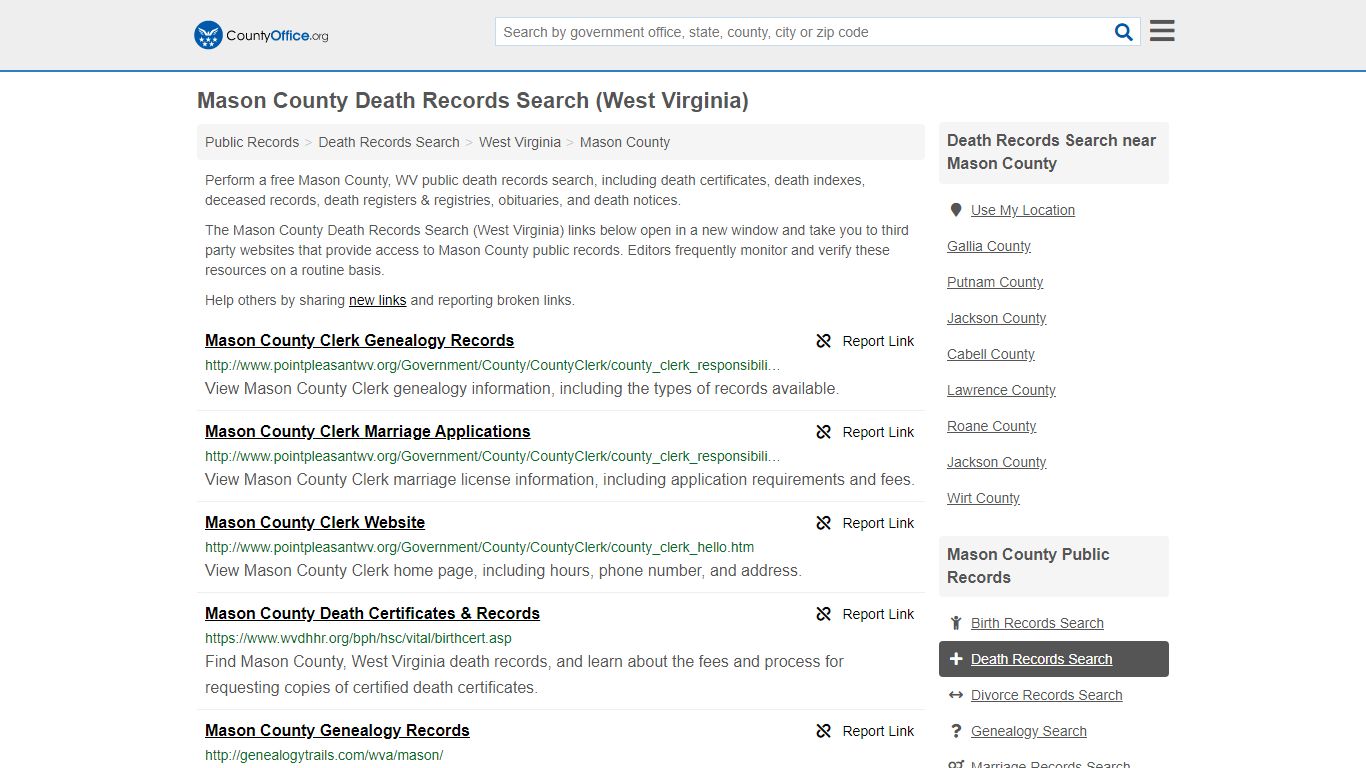 Death Records Search - Mason County, WV (Death ...