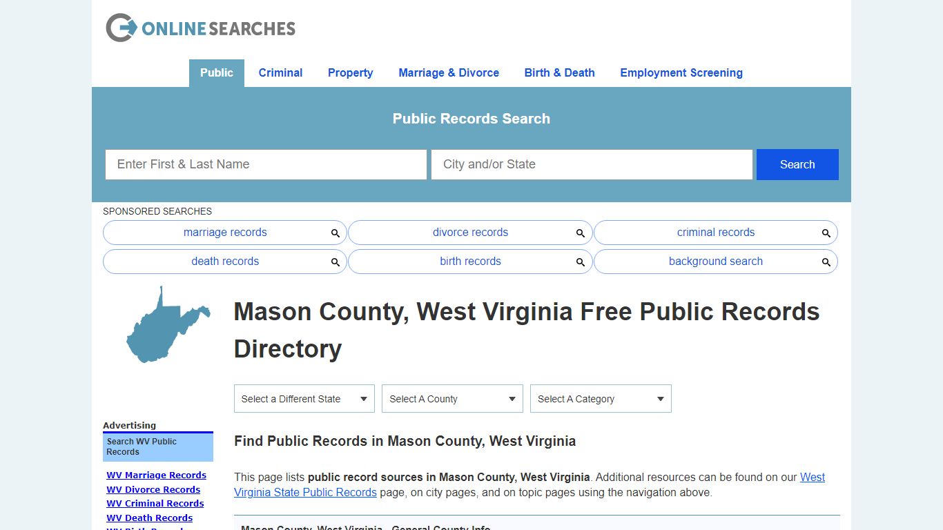 Mason County, West Virginia Public Records Directory